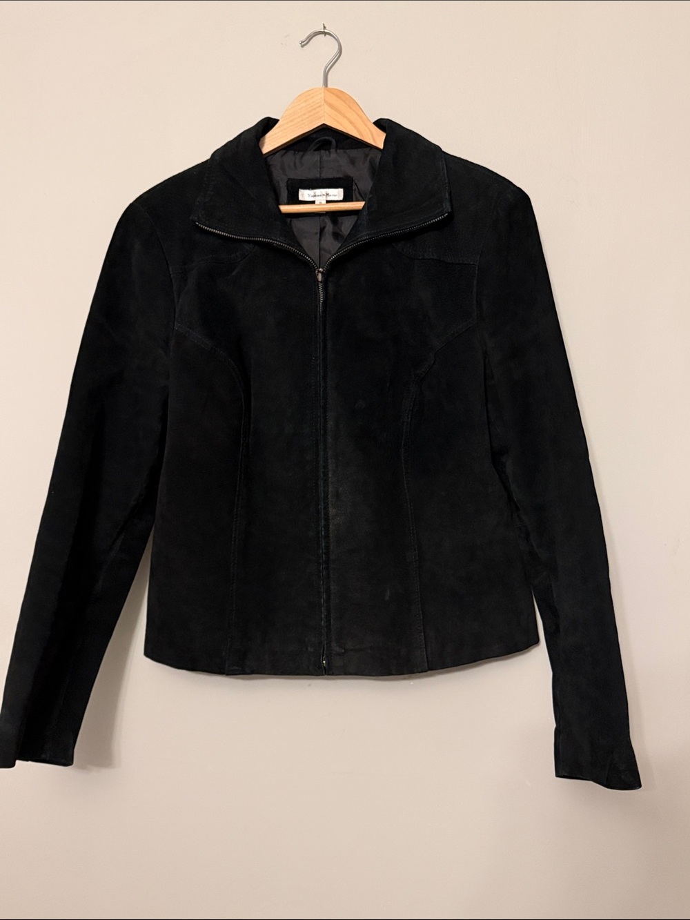 Vintage Yvonne and Marie Black 100% Leather Bomber Jacket – Size 14 (Modern S/M)